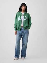Gap Green Relaxed Logo Zip-Up Hoodie - Image 3 of 5