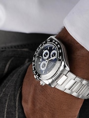 Sekonda Mens Circuit 39mm Analogue Silver Tone Watch With Case And Stainless Steel Bracelet With Dark Blue Dial - Image 1 of 6