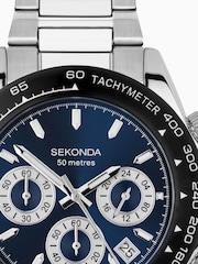 Sekonda Mens Circuit 39mm Analogue Silver Tone Watch With Case And Stainless Steel Bracelet With Dark Blue Dial - Image 3 of 6