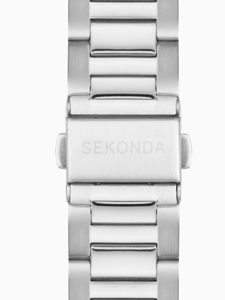 Sekonda Mens Circuit 39mm Analogue Silver Tone Watch With Case And Stainless Steel Bracelet With Dark Blue Dial - Image 6 of 6