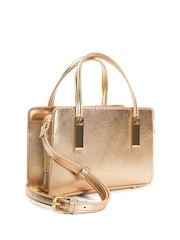 Dune London Gold Chrome Dinkydenbeigh Mini Branded Handle Tote Bag - Image 4 of 5