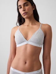 Gap Grey Softest Stretch Cotton Logo Triangle Bra - Image 1 of 5