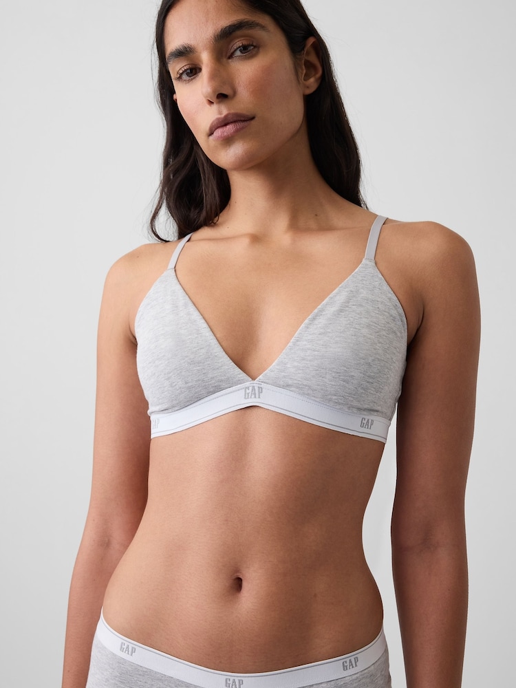 Gap Grey Softest Stretch Cotton Logo Triangle Bra - Image 1 of 5