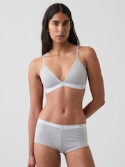 Gap Grey Softest Stretch Cotton Logo Triangle Bra - Image 3 of 5
