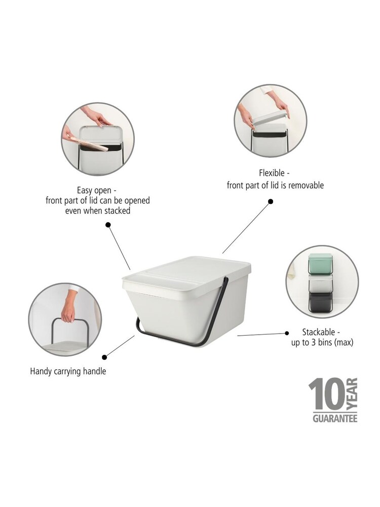 Brabantia White Stackable Sort & Go Bin - Image 6 of 6