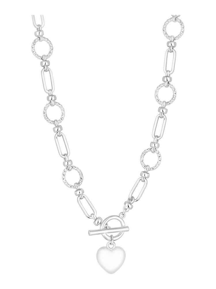 Lipsy Jewellery Silver Tone Chunky Puff Heart Pendant Necklace - Image 1 of 2 Lipsy Jewellery Silver Tone Chunky Puff Heart Pendant Necklace - Image 1 of 2