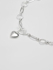 Lipsy Jewellery Silver Tone Chunky Puff Heart Pendant Necklace - Image 2 of 2