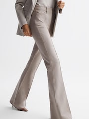 Reiss Neutral Dylan Petite Flared High Rise Trousers - Image 1 of 6