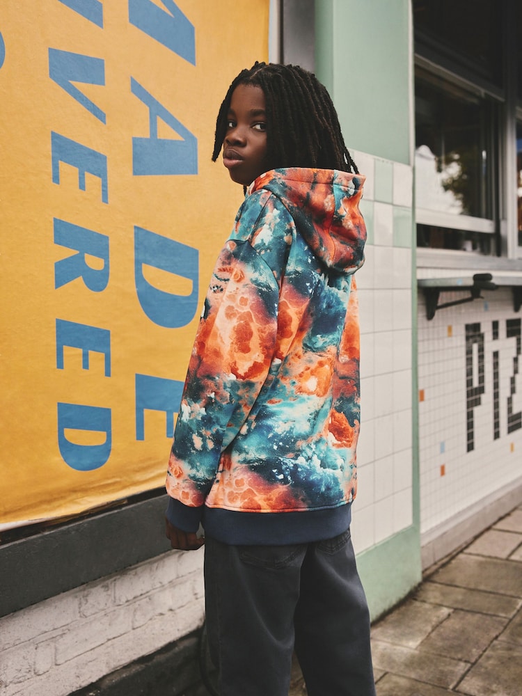 Orange Digital Drippy Smile Graphic Hoodie (3-16yrs) - Image 2 of 7