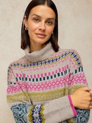 White Stuff Yellow Felicity Fairisle Jumper - Image 3 of 6