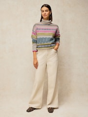 White Stuff Yellow Felicity Fairisle Jumper - Image 4 of 6