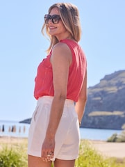 Sosandar Orange Textured Ruffle Detail Top - Image 2 of 5
