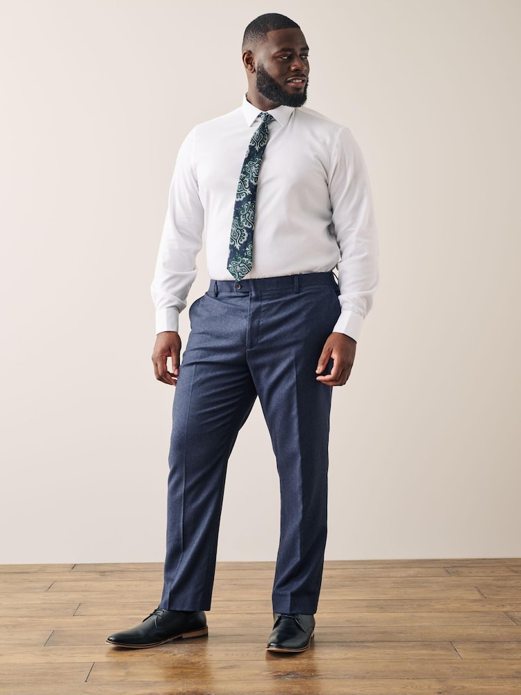Navy Blue Signature Empire Mills 100% Wool Flannel Suit: Trousers - Image 4 of 4