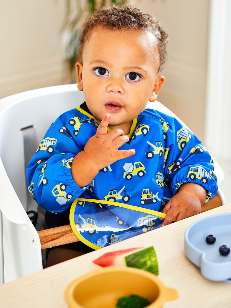 JoJo Maman Bébé Blue Digger Deluxe Sleeved Bib - Image 1 of 2