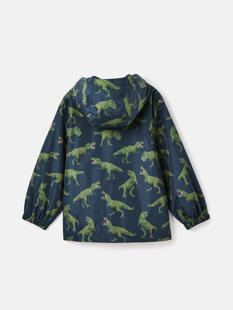 Joules Boys' Rainwell Navy Dinosaur Waterproof Raincoat With Hood - Image 2 of 5 Joules Boys' Rainwell Navy Dinosaur Waterproof Raincoat With Hood - Image 2 of 5