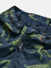 Joules Boys' Rainwell Navy Dinosaur Waterproof Raincoat With Hood - Image 3 of 5