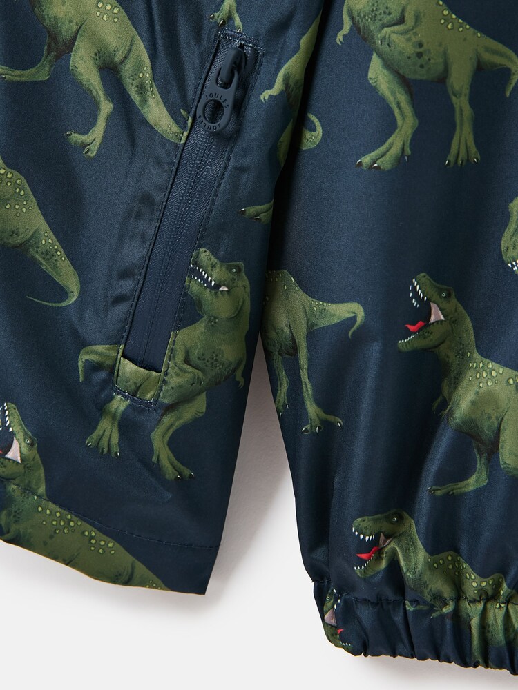 Joules Boys' Rainwell Navy Dinosaur Waterproof Raincoat With Hood - Image 5 of 5 Joules Boys' Rainwell Navy Dinosaur Waterproof Raincoat With Hood - Image 5 of 5