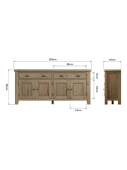 K Interiors Brown Embleton Solid Wood 4 Door 2 Drawer Sideboard - Image 4 of 4
