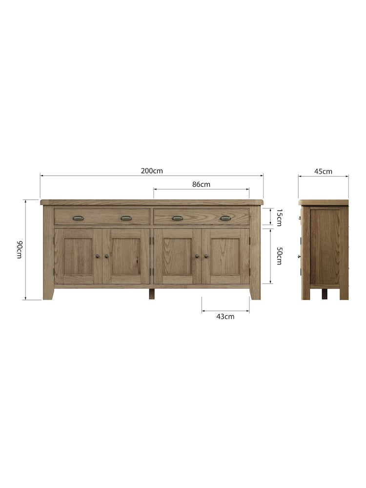 K Interiors Brown Embleton Solid Wood 4 Door 2 Drawer Sideboard - Image 4 of 4 K Interiors Brown Embleton Solid Wood 4 Door 2 Drawer Sideboard - Image 4 of 4