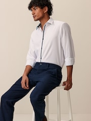White Single Cuff Trimmed Formal Oxford Shirt - Image 1 of 8