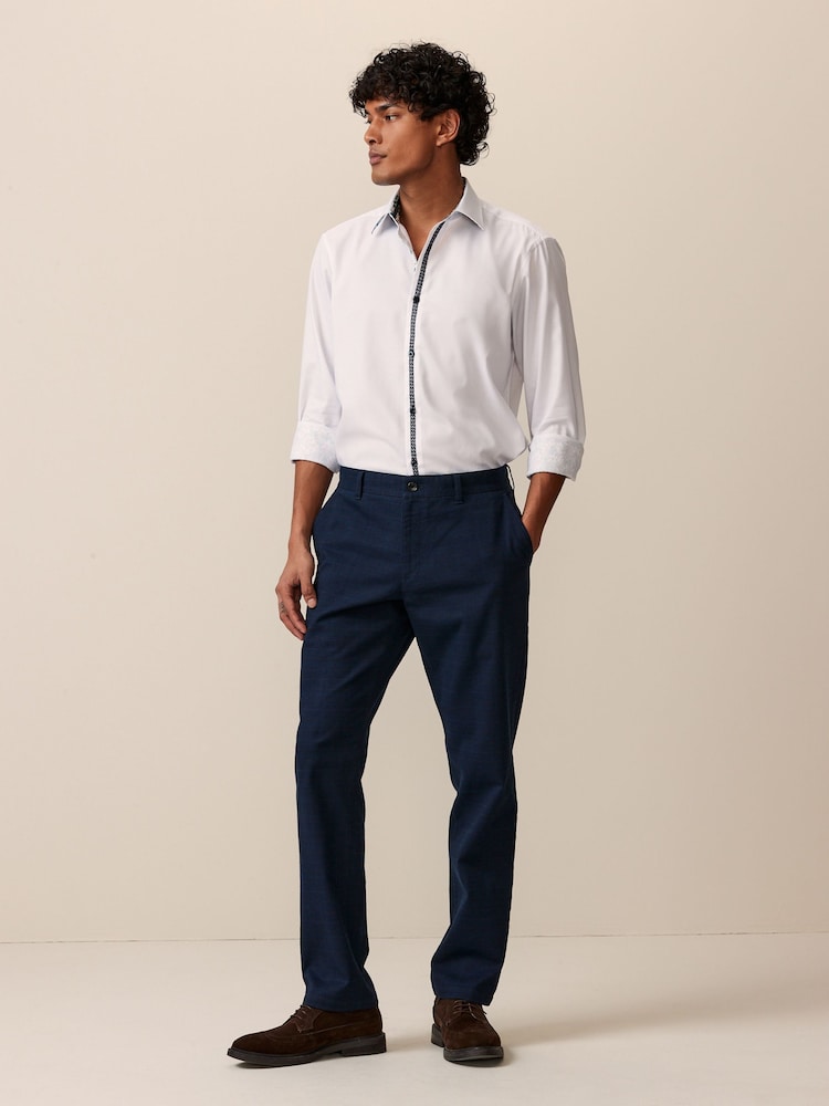 White Single Cuff Trimmed Formal Oxford Shirt - Image 2 of 8