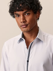 White Single Cuff Trimmed Formal Oxford Shirt - Image 4 of 8