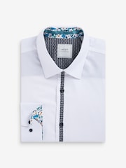 White Single Cuff Trimmed Formal Oxford Shirt - Image 6 of 8
