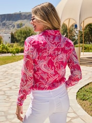 Sosandar Pink Paisley Print Shirt - Image 4 of 5