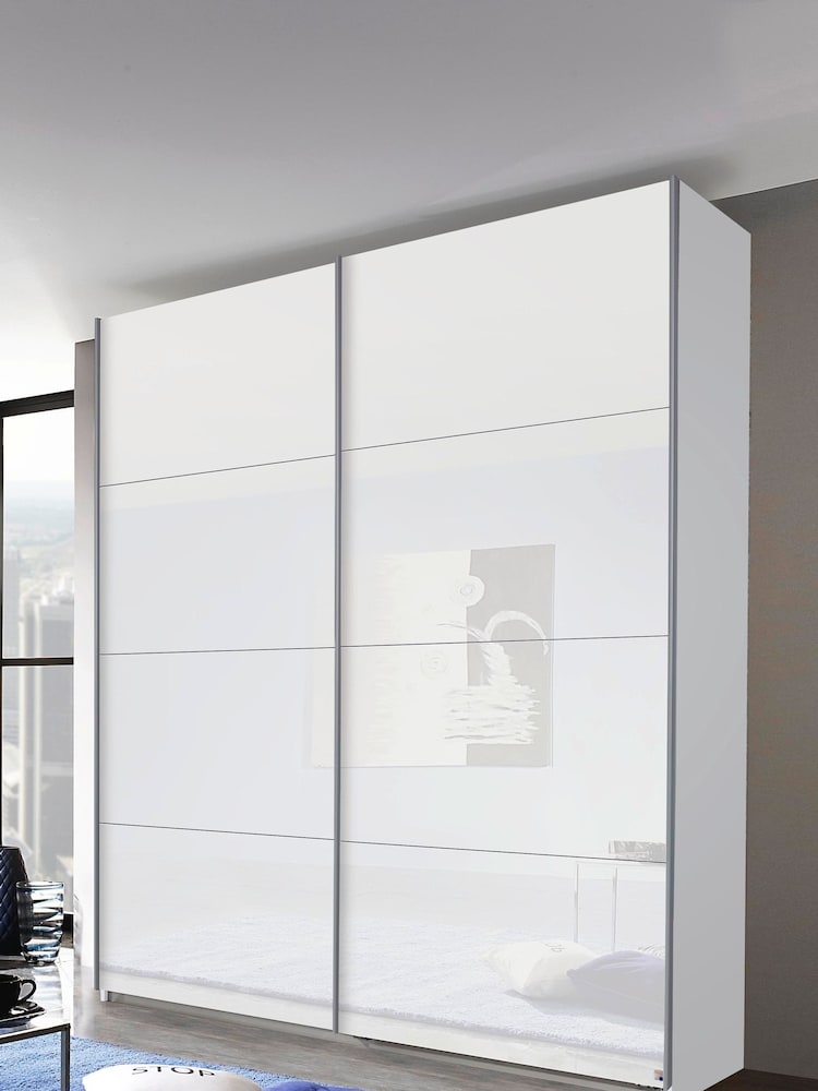 Rauch White 1.8m Sliding Courtney Glass Semi Fitted Wardrobe - Image 1 of 2