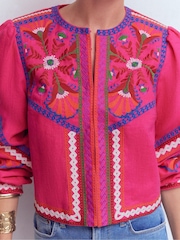 Boden Pink Embroidered Linen Jacket - Image 2 of 6