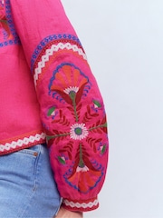 Boden Pink Embroidered Linen Jacket - Image 4 of 6