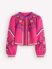 Boden Pink Embroidered Linen Jacket - Image 6 of 6