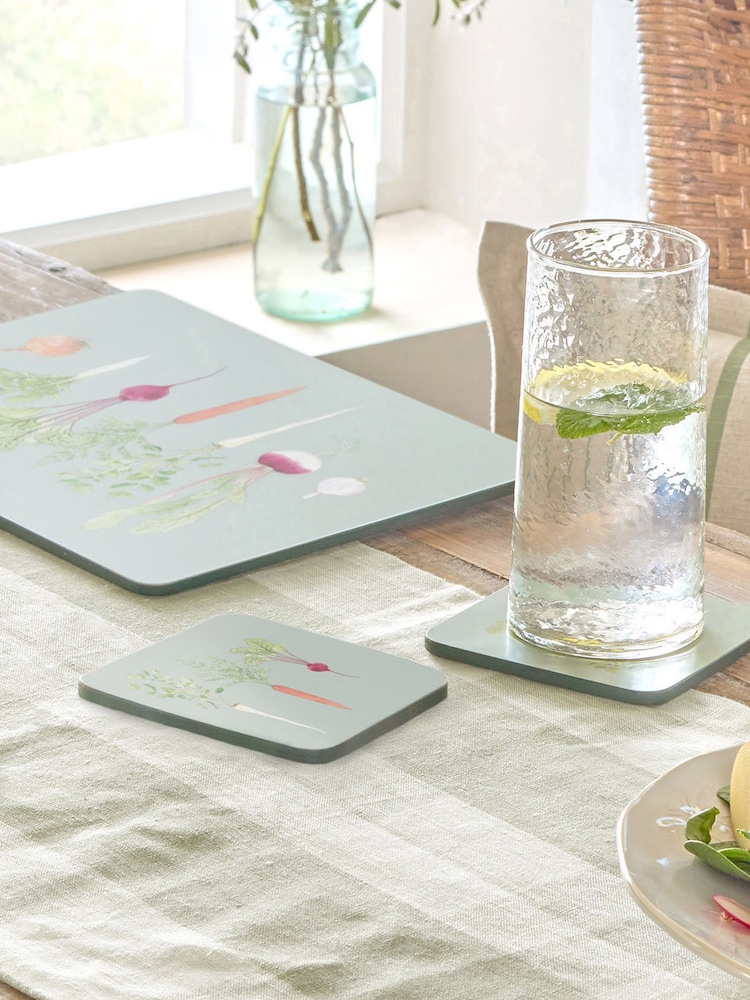 Sophie Allport Green Home Grown Coasters Set of 4 - Image 1 of 2