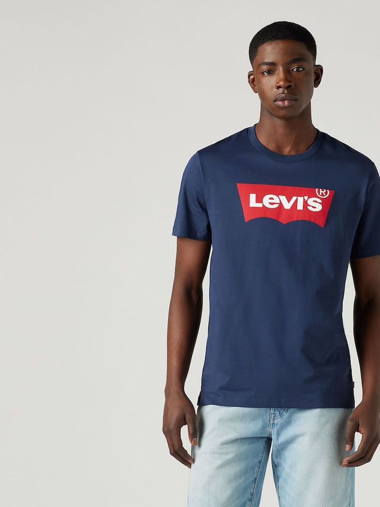 Levi's® Navy Blue Standard Housemark 100% Cotton T-Shirt - Image 4 of 8