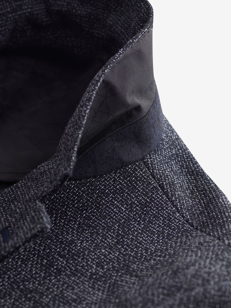 Navy Blue Slim Fit Nova Fides Italian Textured Cotton Blend Blazer - Image 11 of 11