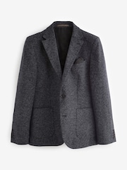Navy Blue Slim Fit Nova Fides Italian Textured Cotton Blend Blazer - Image 7 of 11