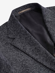 Navy Blue Slim Fit Nova Fides Italian Textured Cotton Blend Blazer - Image 8 of 11