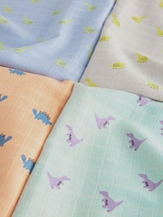 Leuchtender Dinosaurierprint - Baby-Spucktücher aus 100 % Baumwoll-Mussselin im 4er Pack - Bild 7 von 7
