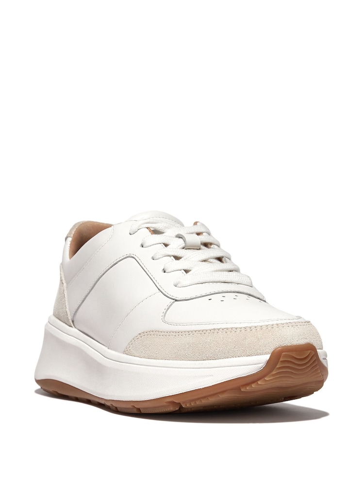 FitFlop F-Mode Leather Suede Flatform Trainers - Image 2 of 4