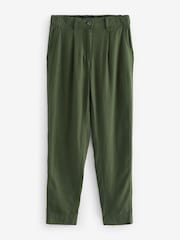 Khaki Green Linen Blend Taper Trousers - Image 5 of 6