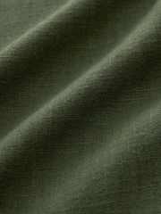 Khaki Green Linen Blend Taper Trousers - Image 6 of 6
