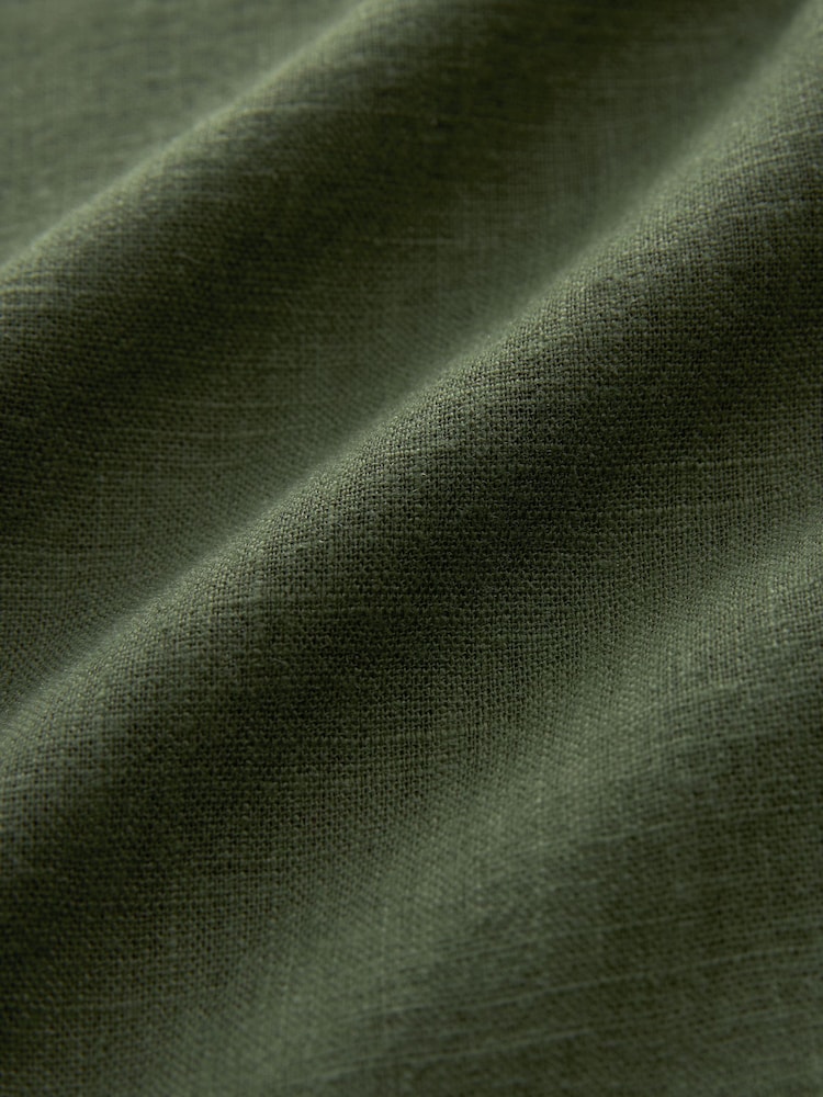 Khaki Green Linen Blend Taper Trousers - Image 6 of 6
