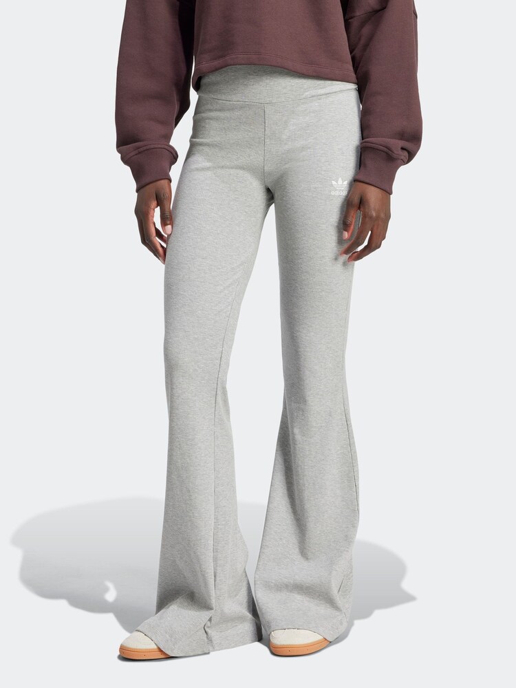 adidas Originals Grey Essentials Rib Flared Leggings - Image 1 of 6