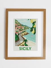 Joules Multi Sunkissed Sicily Wood Mounted Framed Print Wall 43 x 53cm Art - Image 2 of 4