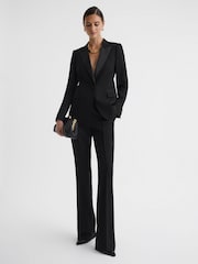 Reiss Black Alia Slim Fit Single Breasted Satin Suit Blazer - Image 3 of 5