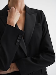 Reiss Black Alia Slim Fit Single Breasted Satin Suit Blazer - Image 4 of 5