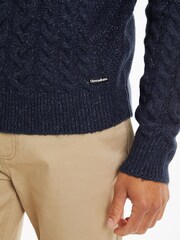 Threadbare Navy Blue Cable Knit Crew Neck Jumper - Image 4 of 4