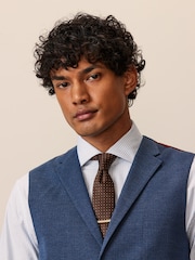 Bright Blue Regular Fit Herringbone Suit Waistcoat - Image 4 of 9