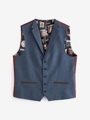 Bright Blue Regular Fit Herringbone Suit Waistcoat - Image 7 of 9