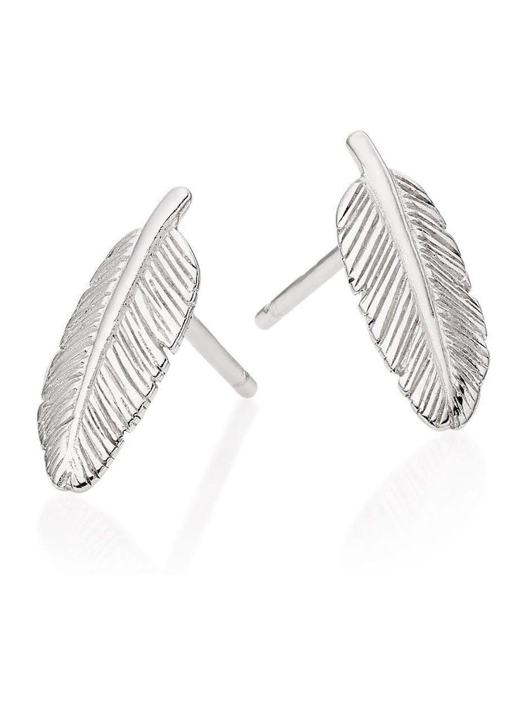 Beaverbrooks Silver Feather Stud Earrings - Image 1 of 3